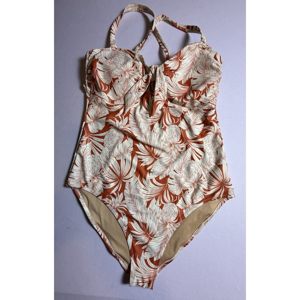 Old Navy Orange & White Swimsuit Size Large, Key Hole,Front Bow NWOT-690